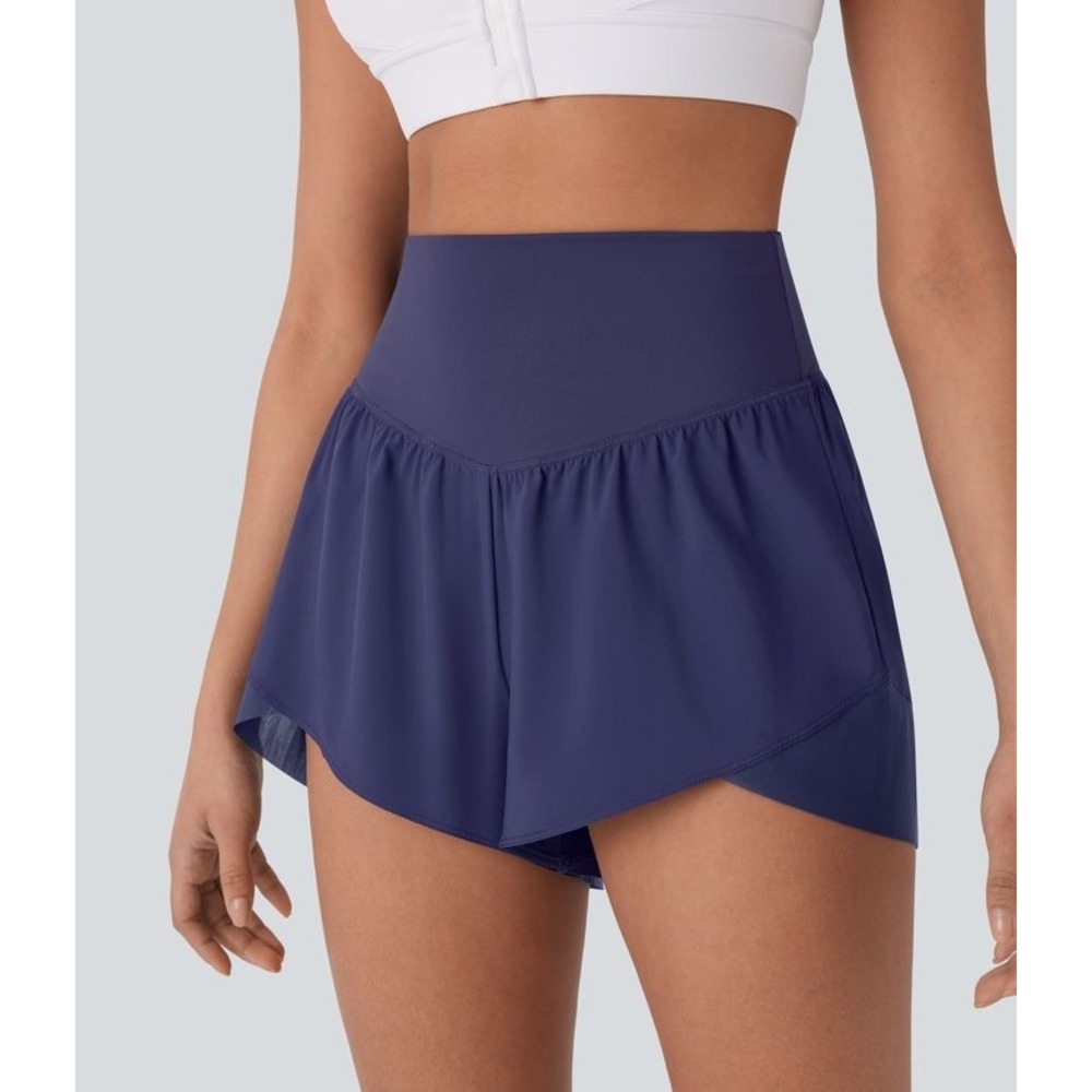 Halara Navy Blue 2-in-1 Flowy Athletic Shorts High Waisted Size S